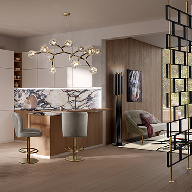 DALYAN SWIVEL COUNTER STOOL, MALAY TWO-SEAT SOFA, HERA ARMCHAIR, HANOI SCREEN